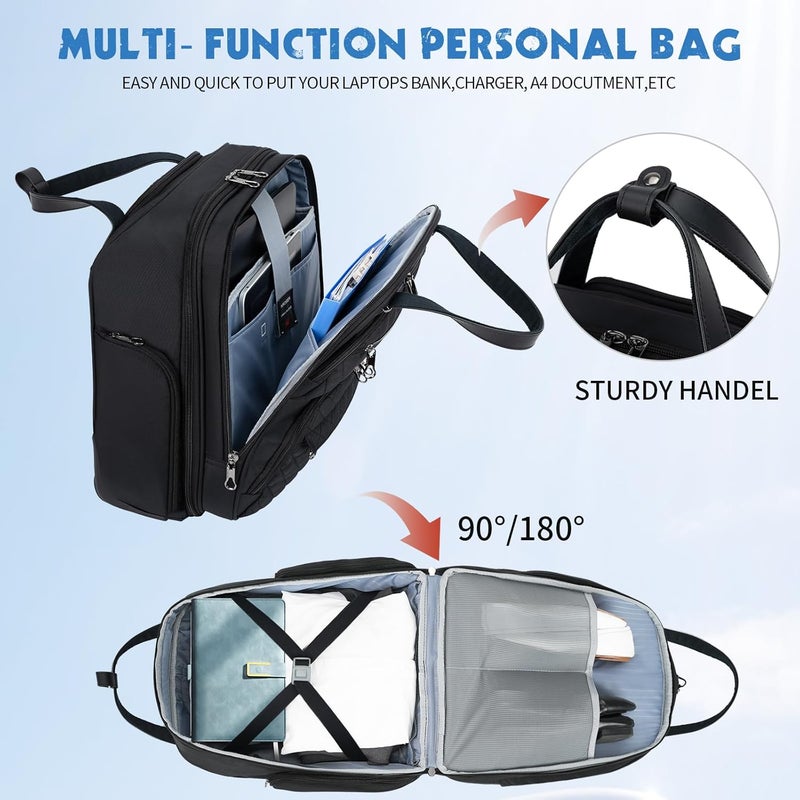 KROSER Carry On Underseat Multi-functional, 16-inch Underseater Lightweight Overnight Suitcase for Men Women, Black - Image 5